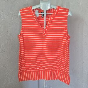 Jones New York Orange and White Striped Tank Top